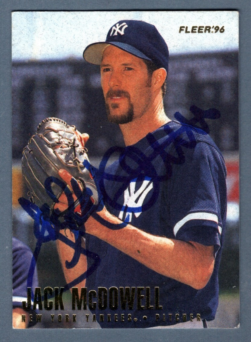 Jack McDowell Signed 1996 Fleer Baseball #190 LSCM COA New York Yankees0