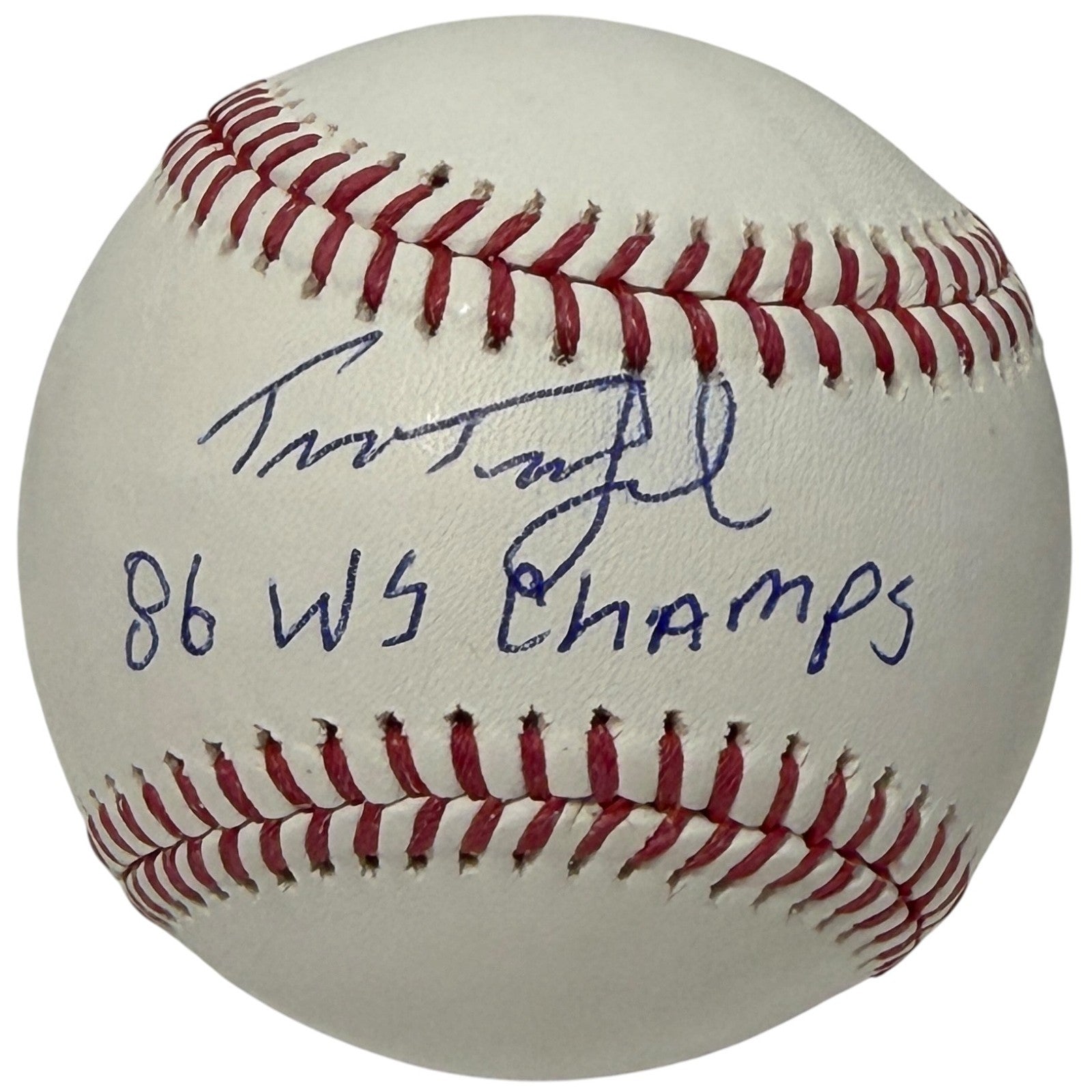 Tim Tuefel Signed ROMLB Baseball w/ 86 WS Champs Insc JSA Witness COA0