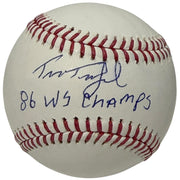 Tim Tuefel Signed ROMLB Baseball w/ 86 WS Champs Insc JSA Witness COA0