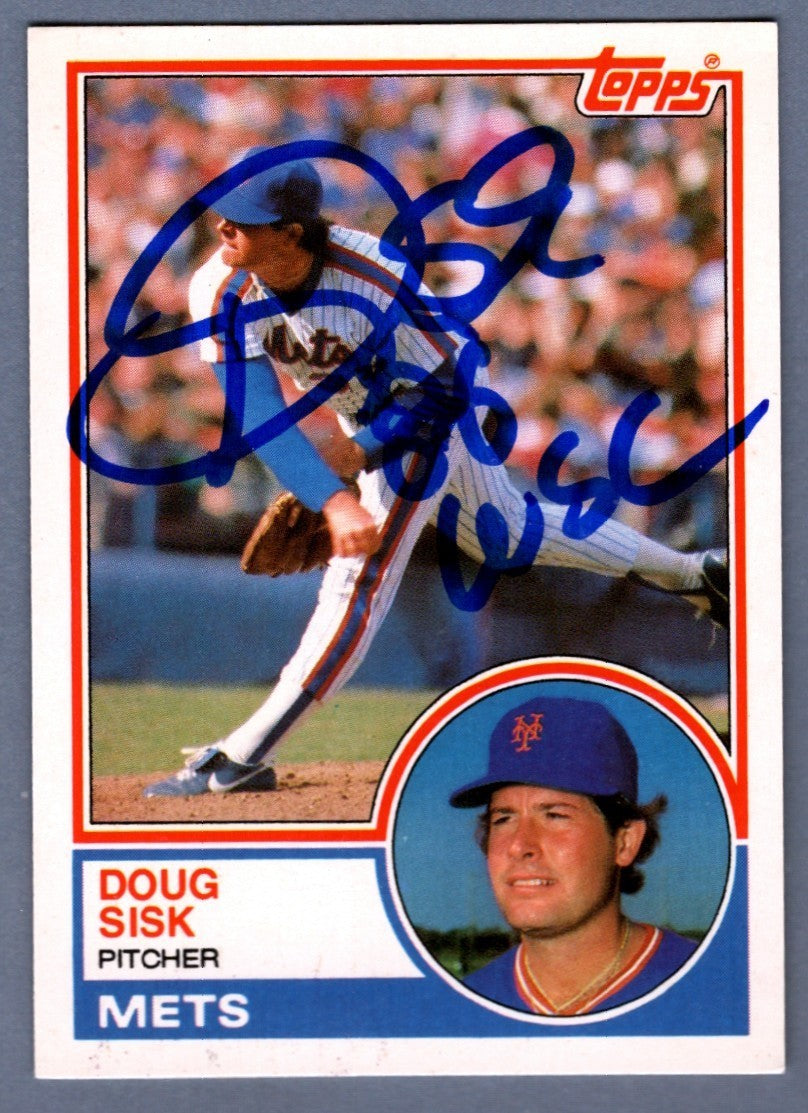 Doug Sisk Signed 1983 Topps Traded #105T Rookie RC w/ 86 WSC LSCM COA NY Mets0