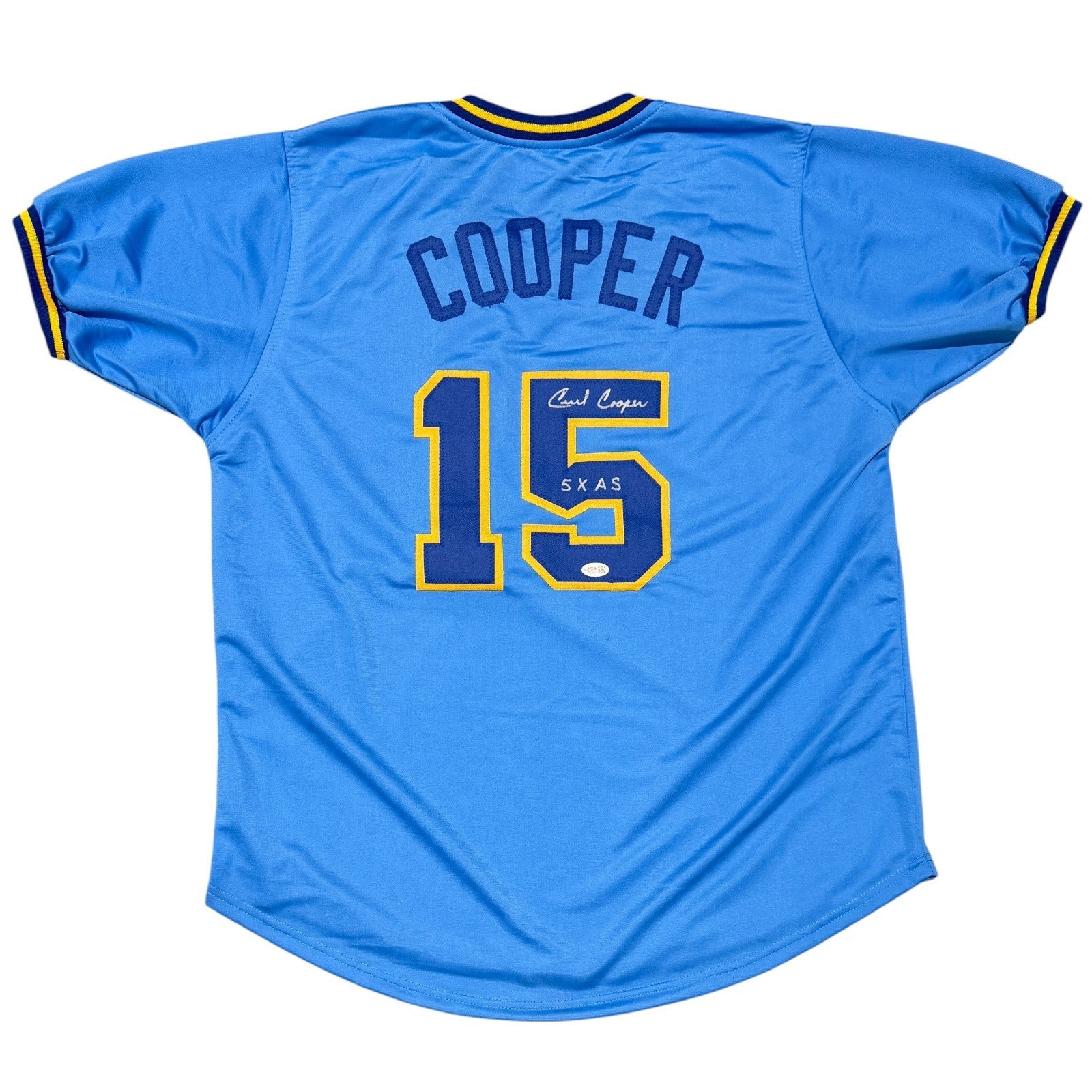 Cecil Cooper Signed Milwaukee Brewers Custom Jersey w/ 5x AS JSA Witness COA0