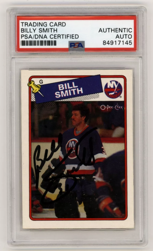 Billy Smith 1988-89 O-Pee-Chee OPC #17 Signed PSA Authentic Auto Black Islanders0