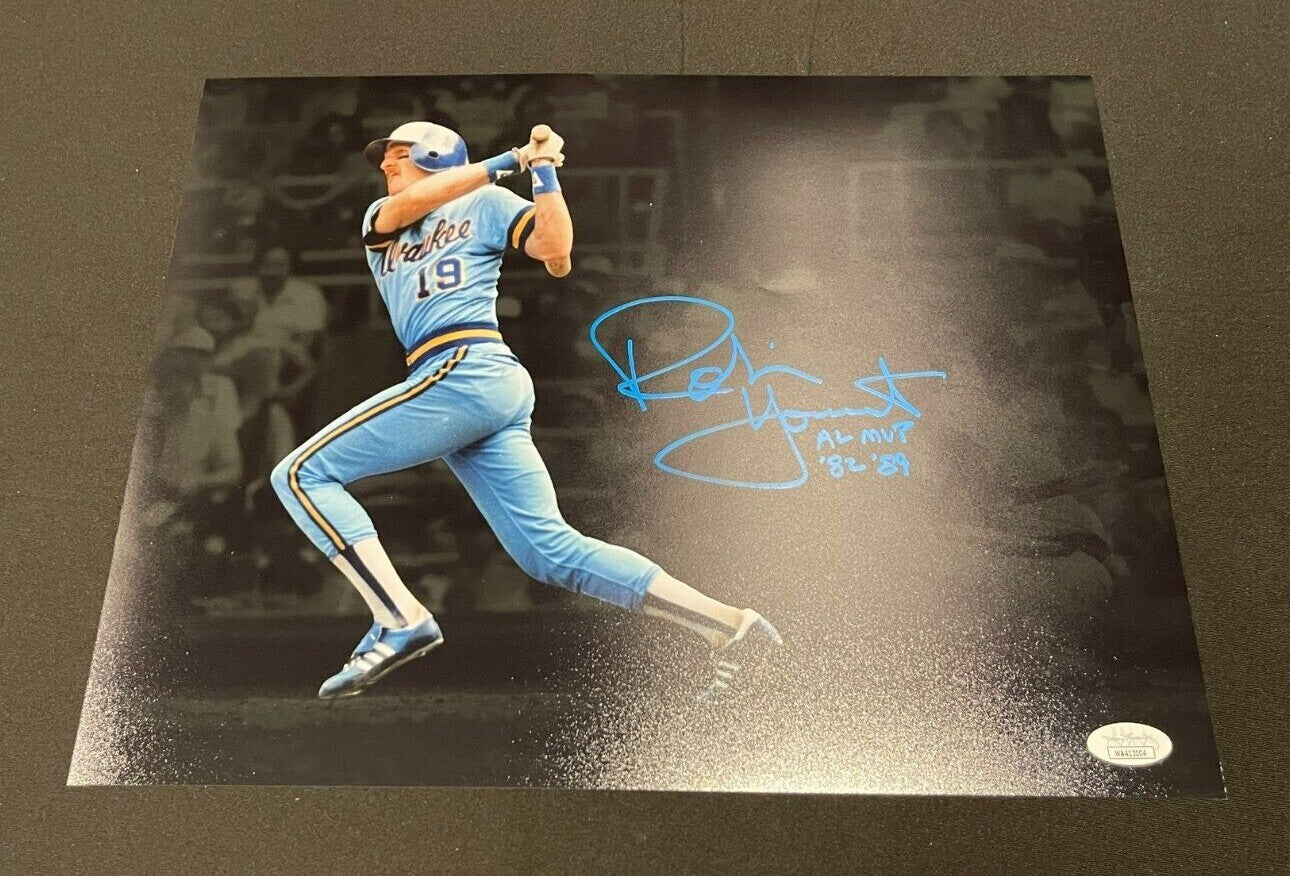 Robin Yount Signed Milwaukee Brewers 11x14 Photo w/ AL MVP 82-89 JSA WIT COA0