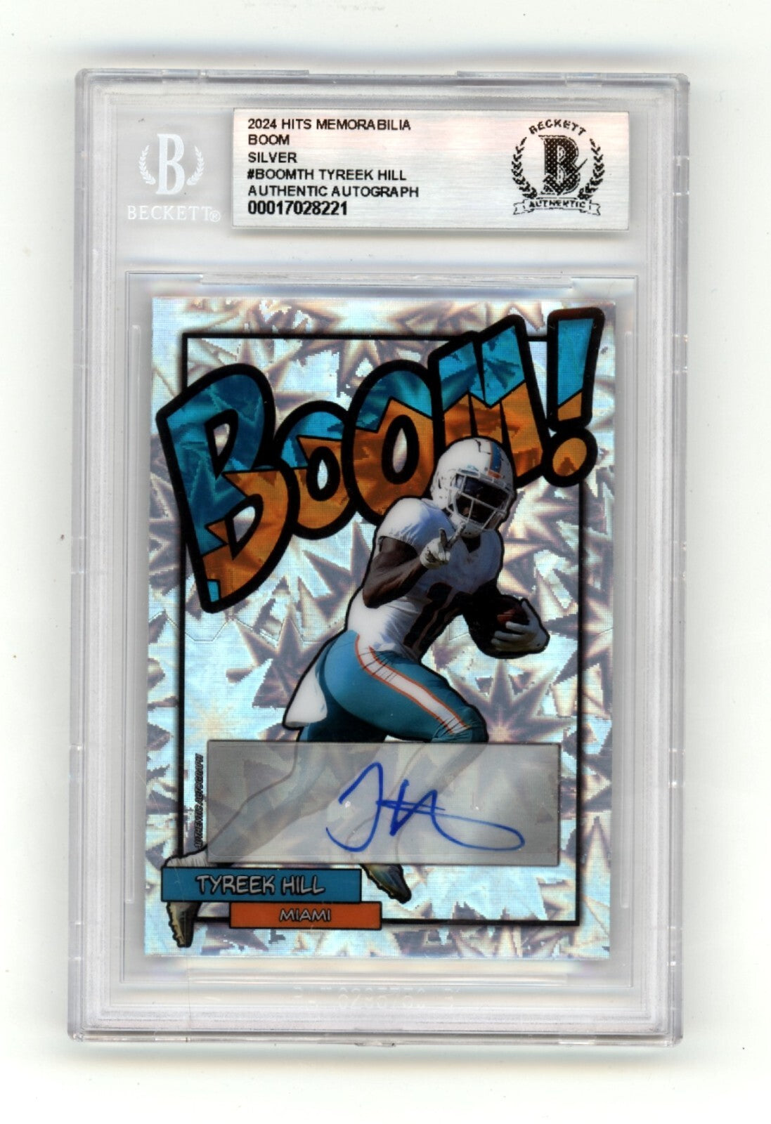 Tyreek Hill 2024 Hits Memorabilia BOOM Silver Signed BGS BAS Auto Dolphins0
