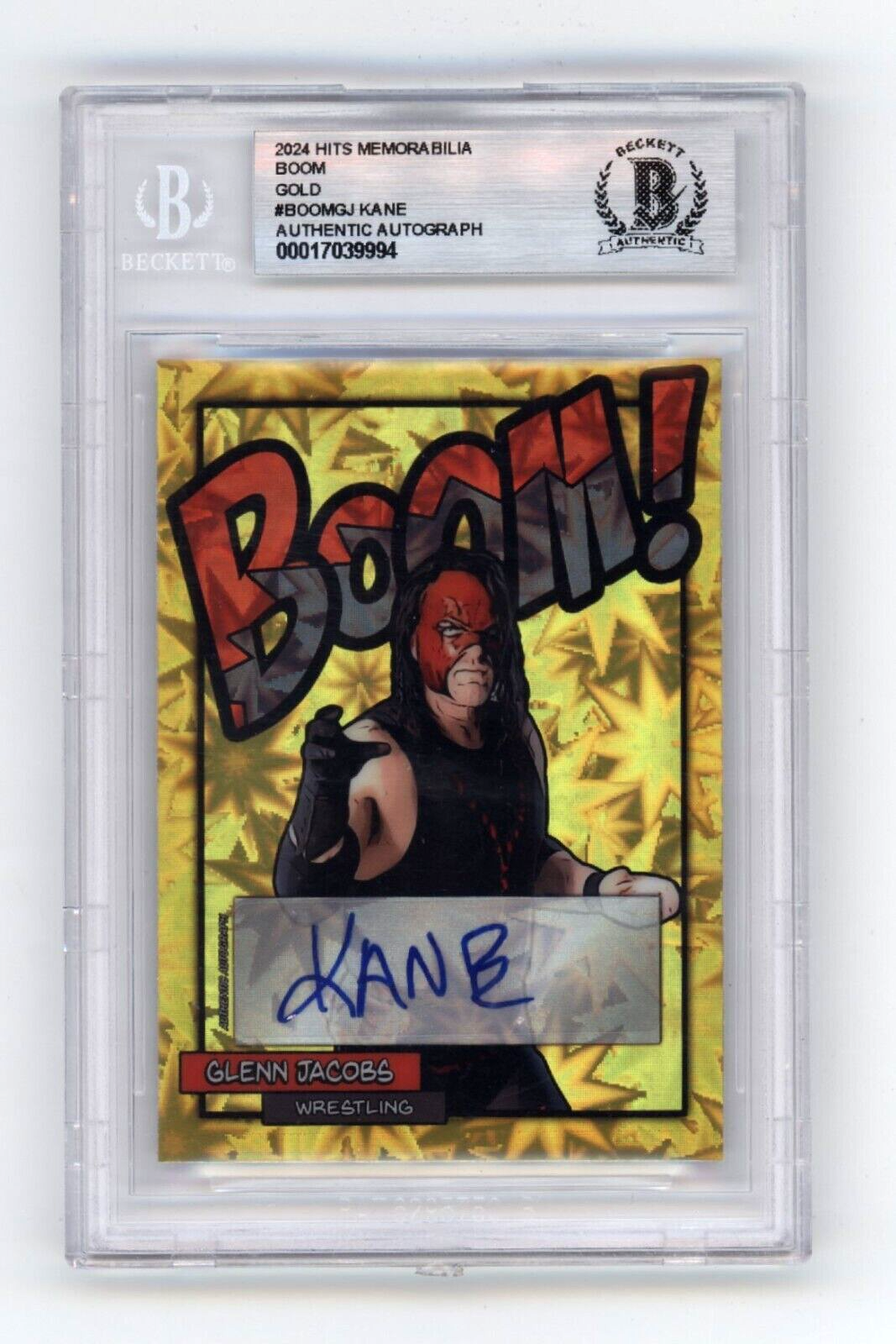 Glenn Jacobs KANE 2024 Hits Memorabilia BOOM Gold #/5 Signed BGS BAS Auto0