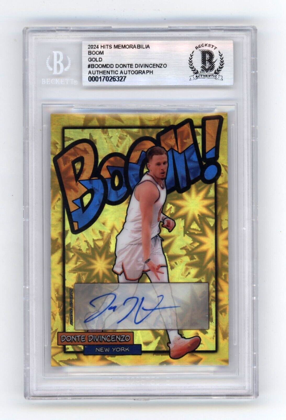 Donte DiVincenzo 2024 Hits Memorabilia BOOM Gold #/10 Signed BGS BAS Auto Knicks0