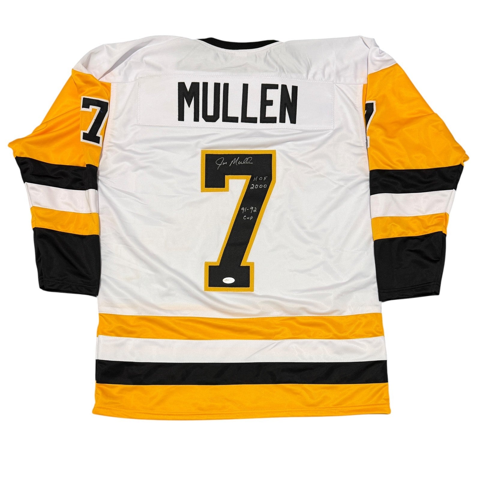 Joe Mullen Signed Pittsburgh Penguins Custom Jersey w/ 2 Insc JSA Witness COA0