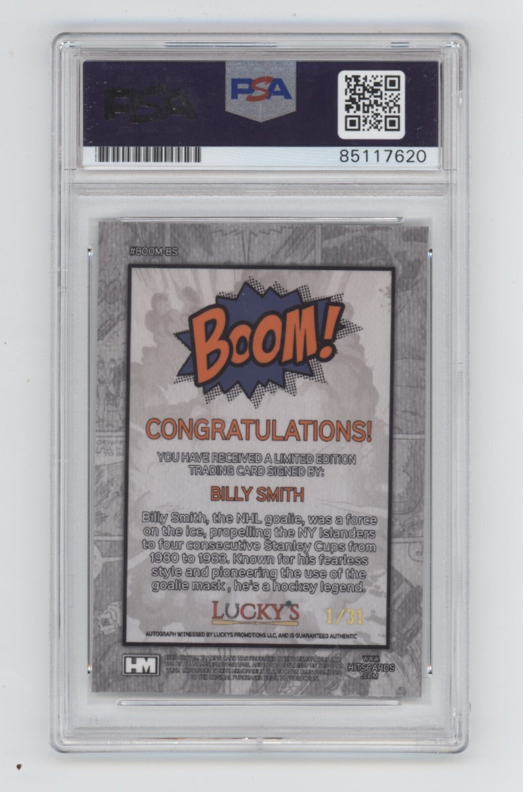Billy Smith 2024 Hits Memorabilia BOOM Silver #/31 Signed PSA Auto Islanders1