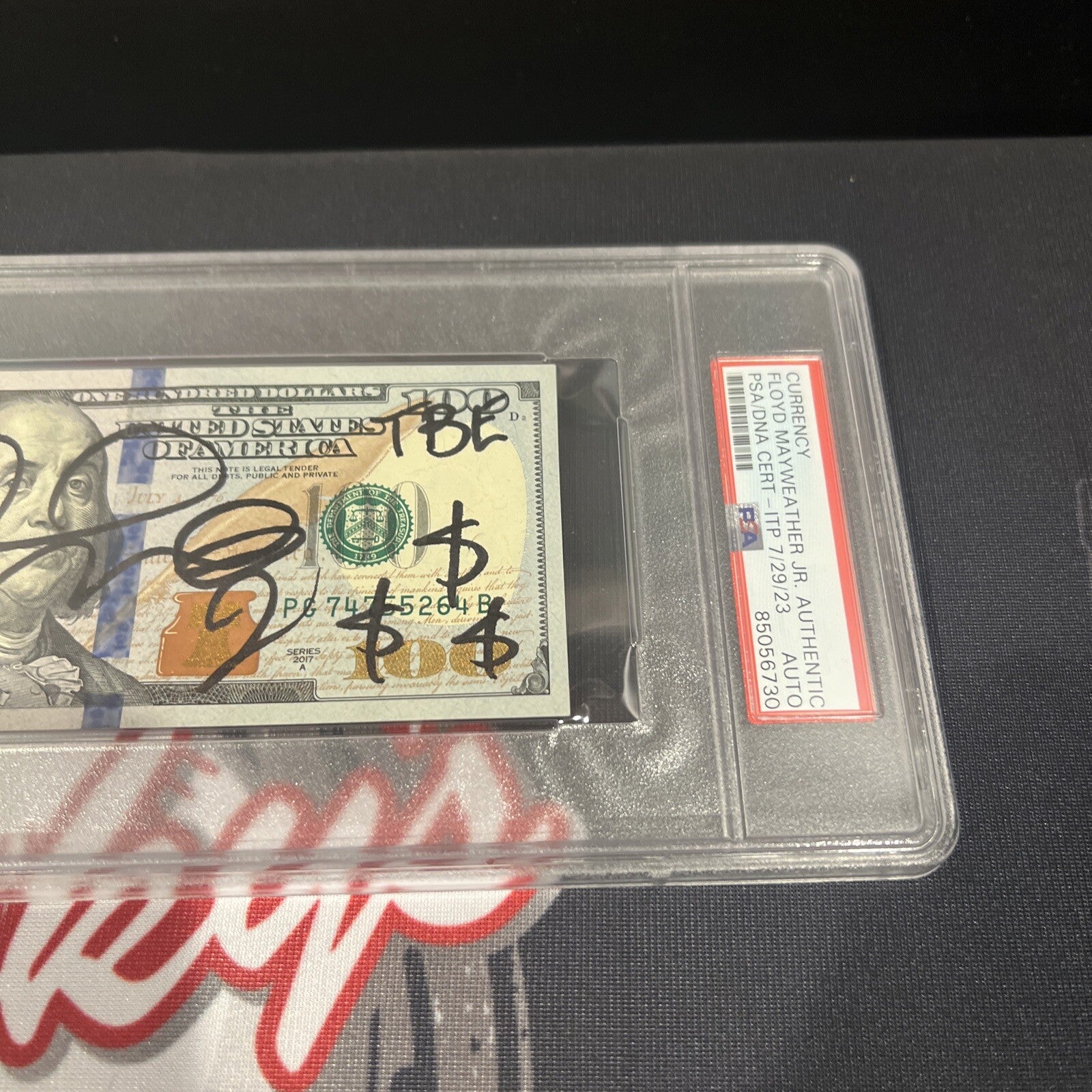 Floyd Mayweather Jr. Signed $100 Bill US Currency x4 Inscription PSA Auth Auto P2