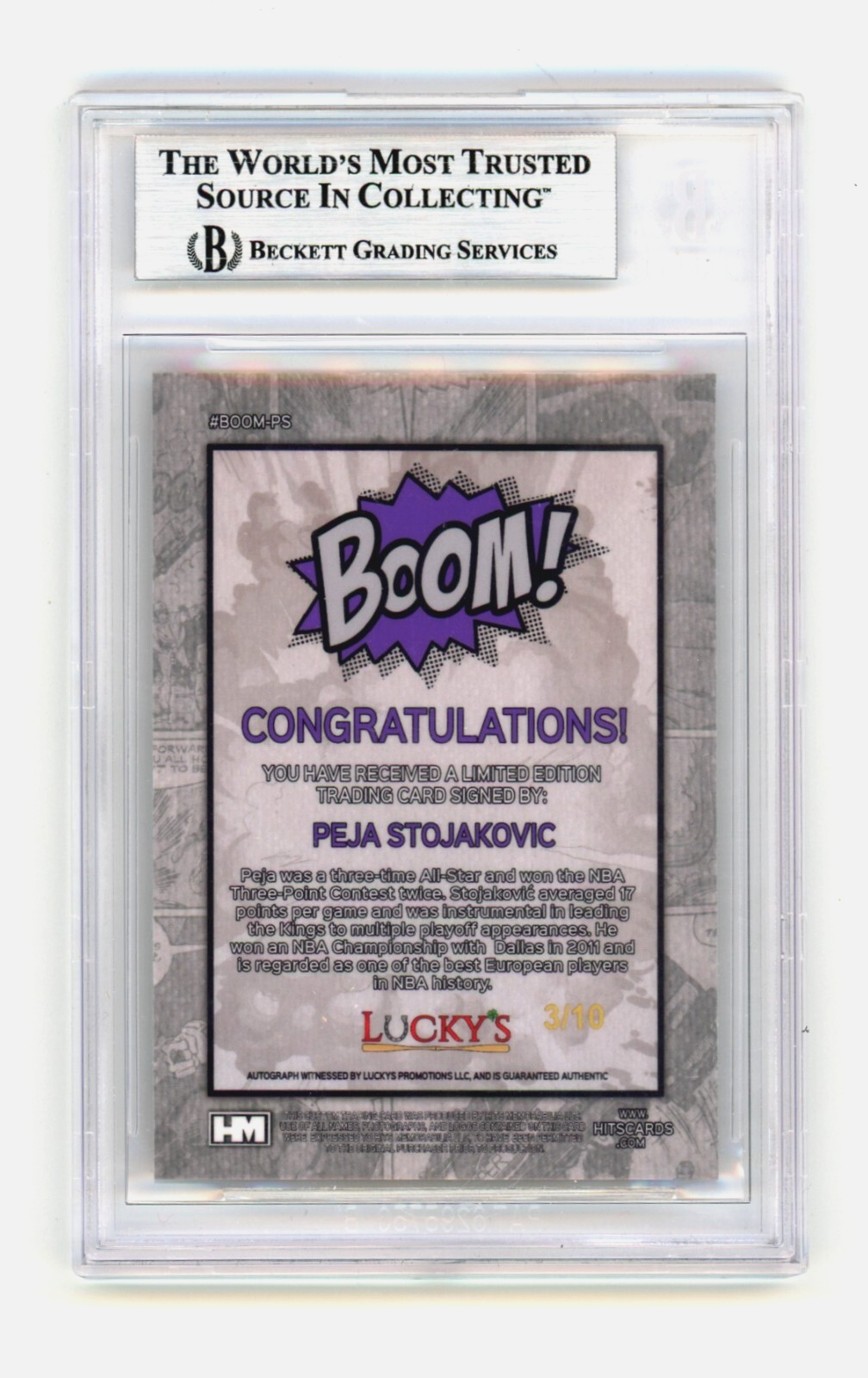 Peja Stojakovic 2024 Hits Memorabilia BOOM Gold /10 Signed BGS BAS Auto Kings1