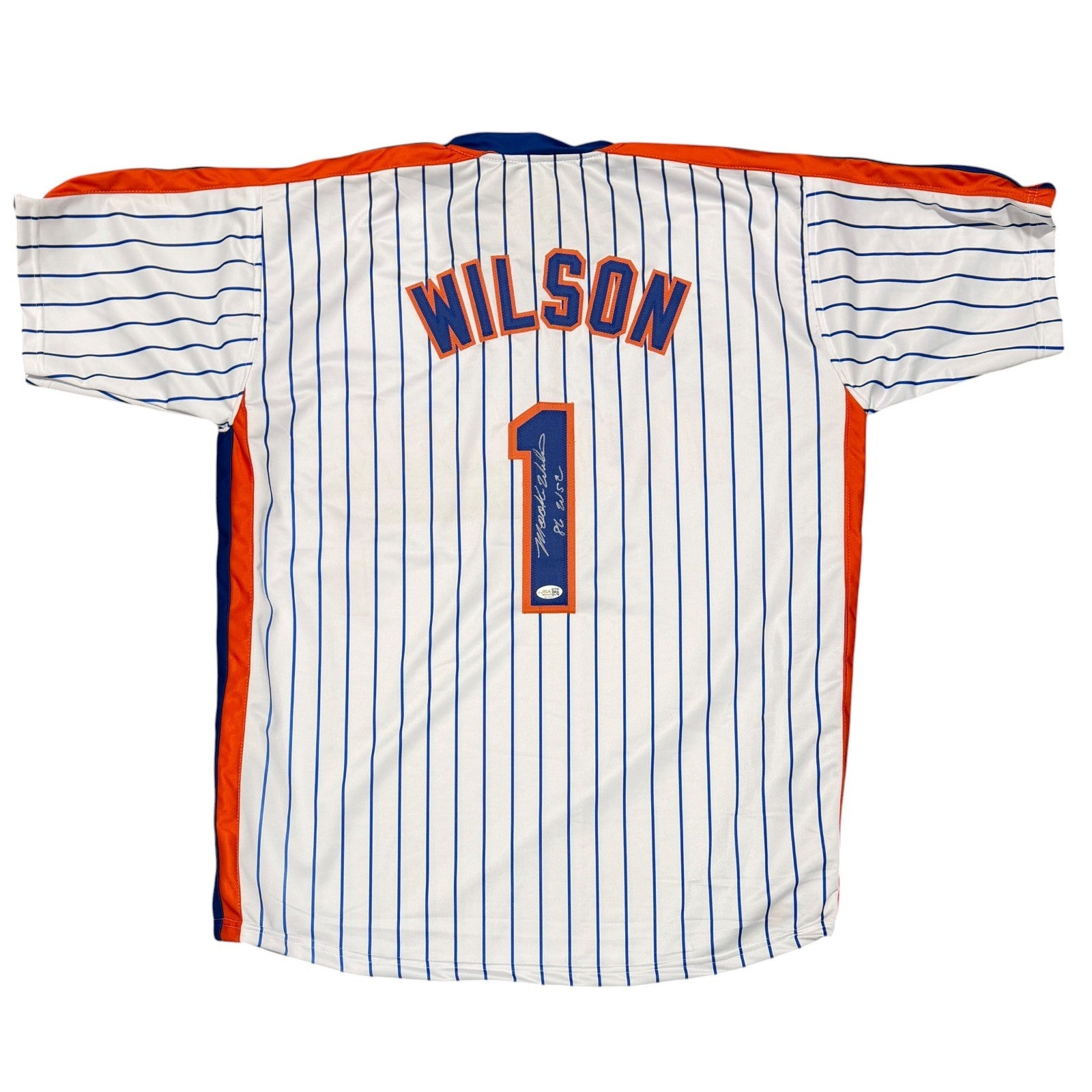 Mookie Wilson Signed New York Mets Custom Jersey w/ 86 WSC JSA Witness COA0
