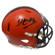 David Njoku Signed Cleveland Browns Speed Mini Helmet Beckett Witness BAS COA0