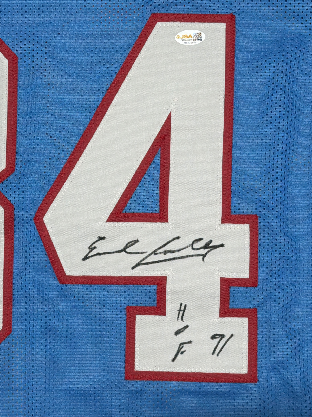 Earl Campbell Signed Houston Oilers Custom Jersey w/ HOF 91 JSA Witness COA1