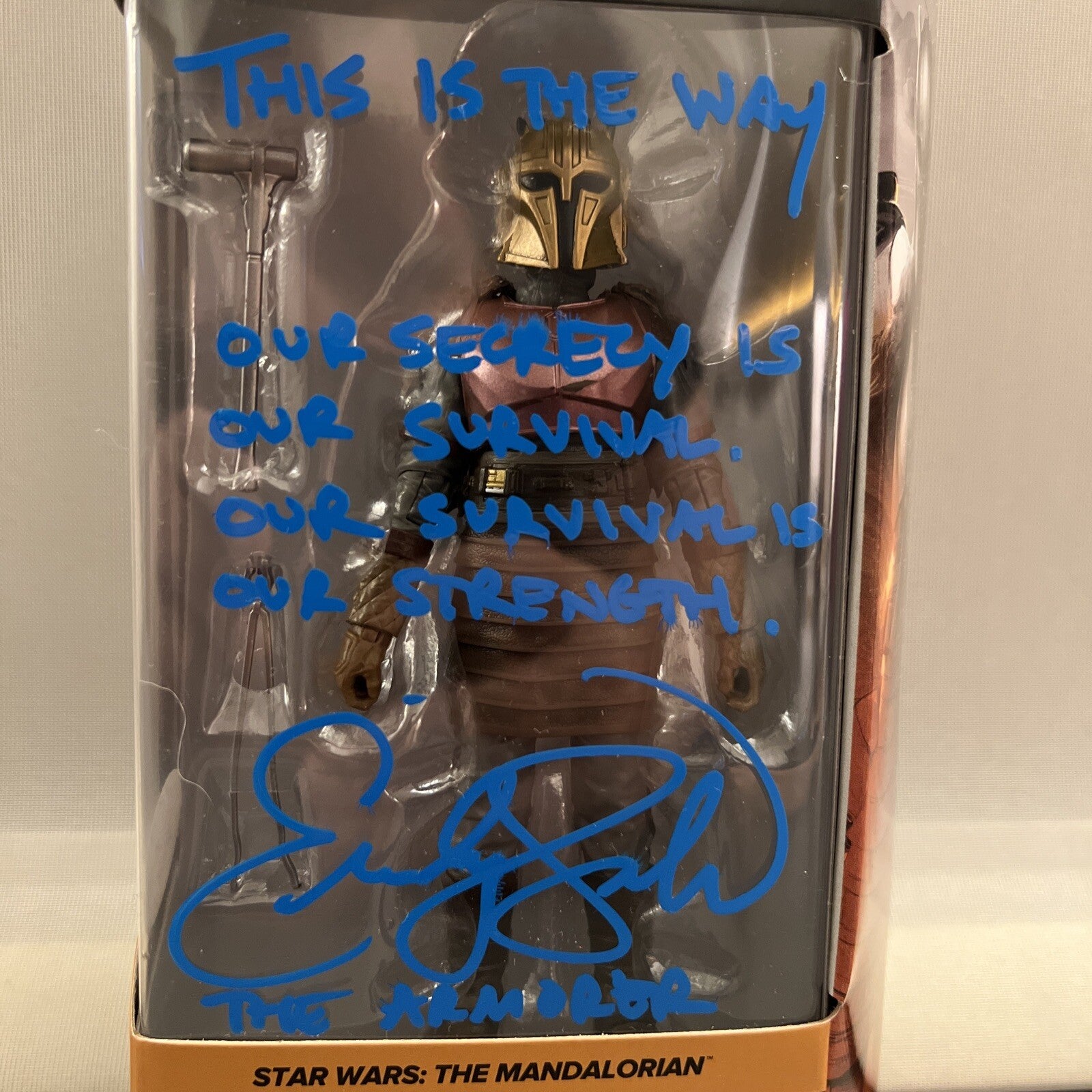 Emily Swallow Signed Auto The Armorer Star Wars Black Series Figure Insc JSA COA1