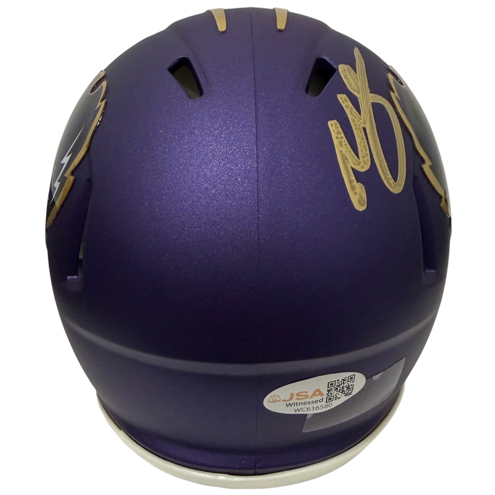 Willis McGahee Signed Baltimore Ravens Alt Purple Mini Helmet JSA Witness COA2