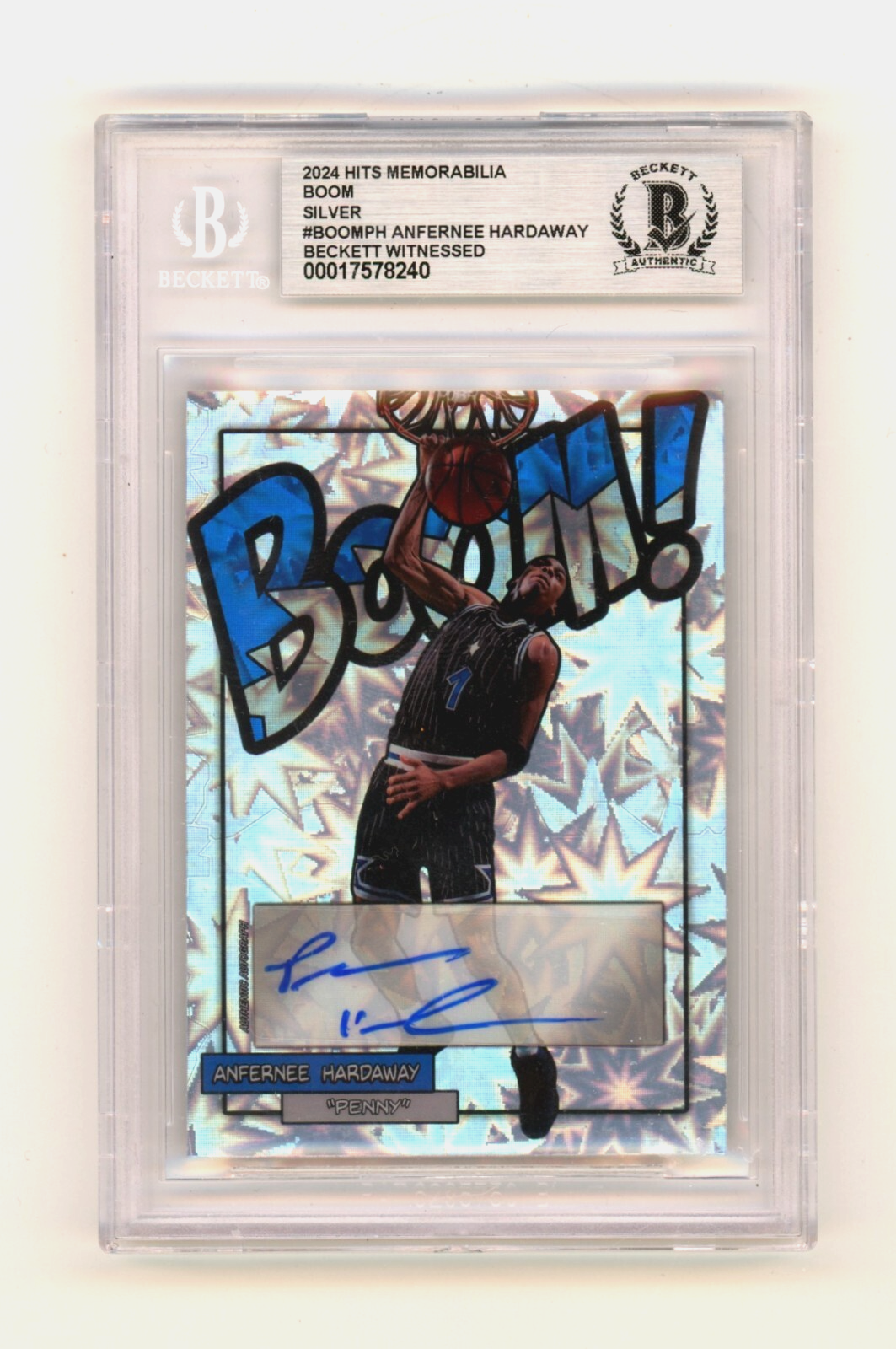 Anfernee Penny Hardaway 2024 Hits Memorabilia BOOM Silver Signed BGS BAS Auto 0