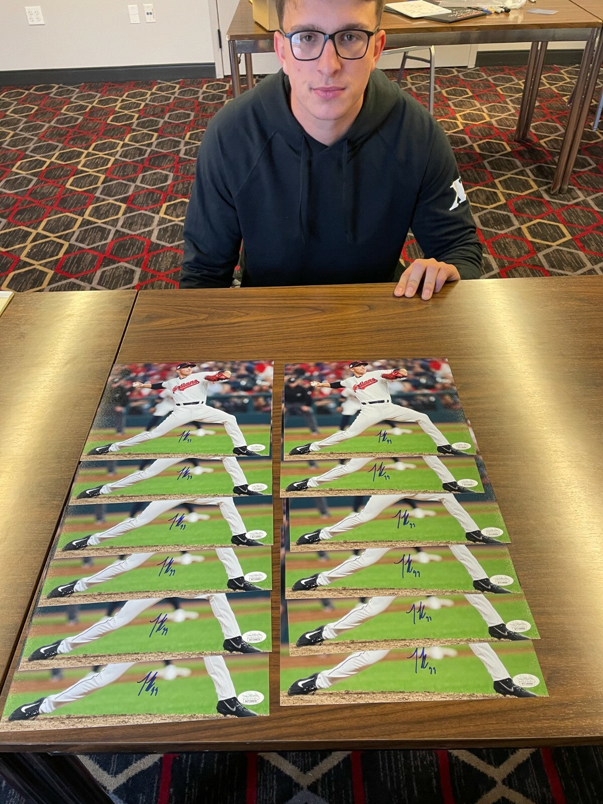 James Karinchak Signed Autographed Cleveland Indians 8x10 Photo JSA COA #11