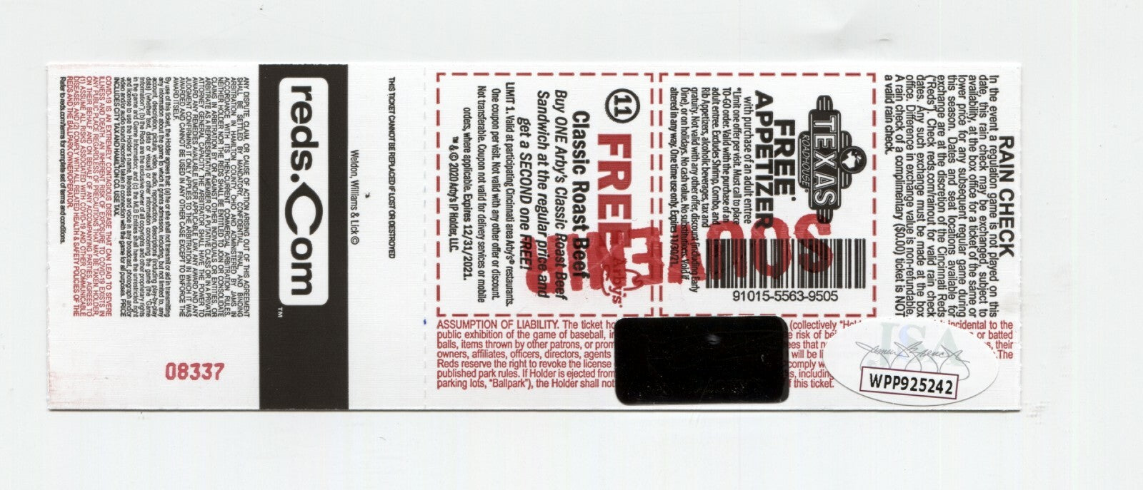 Jonathan India Signed Auto MLB Debut Ticket 4/1/2021 JSA W COA & Exclusive HOLO1