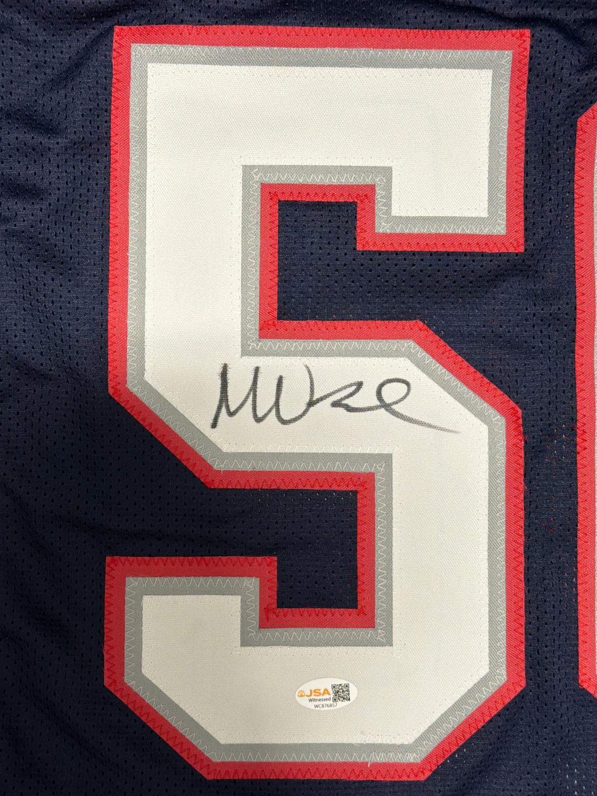 Mike Vrabel Signed New England Patriots Navy Custom Jersey JSA Witness COA1