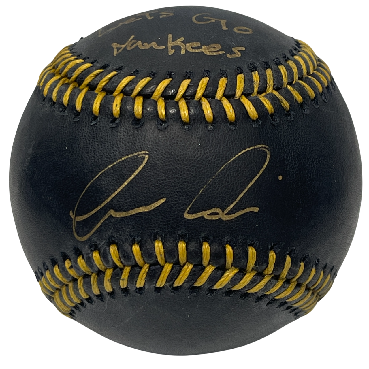 Luis Medina Signed Black Rawlings ROMLB Baseball w/ Lets Go Yankees PSA COA0