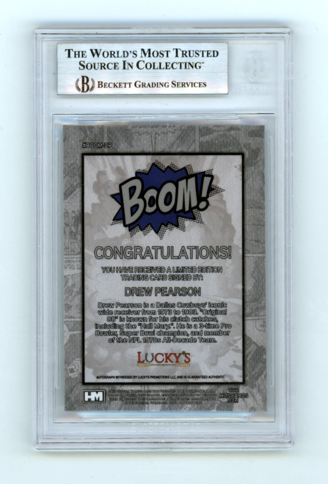 Drew Pearson 2024 Hits Memorabilia BOOM Silver Signed BGS BAS Auto HOF 21 Insc.1