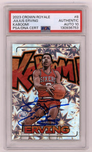 Julius Erving 2023 Panini Vertical Kaboom #8 Signed w/ Dr. J Insc. PSA 10 Auto0