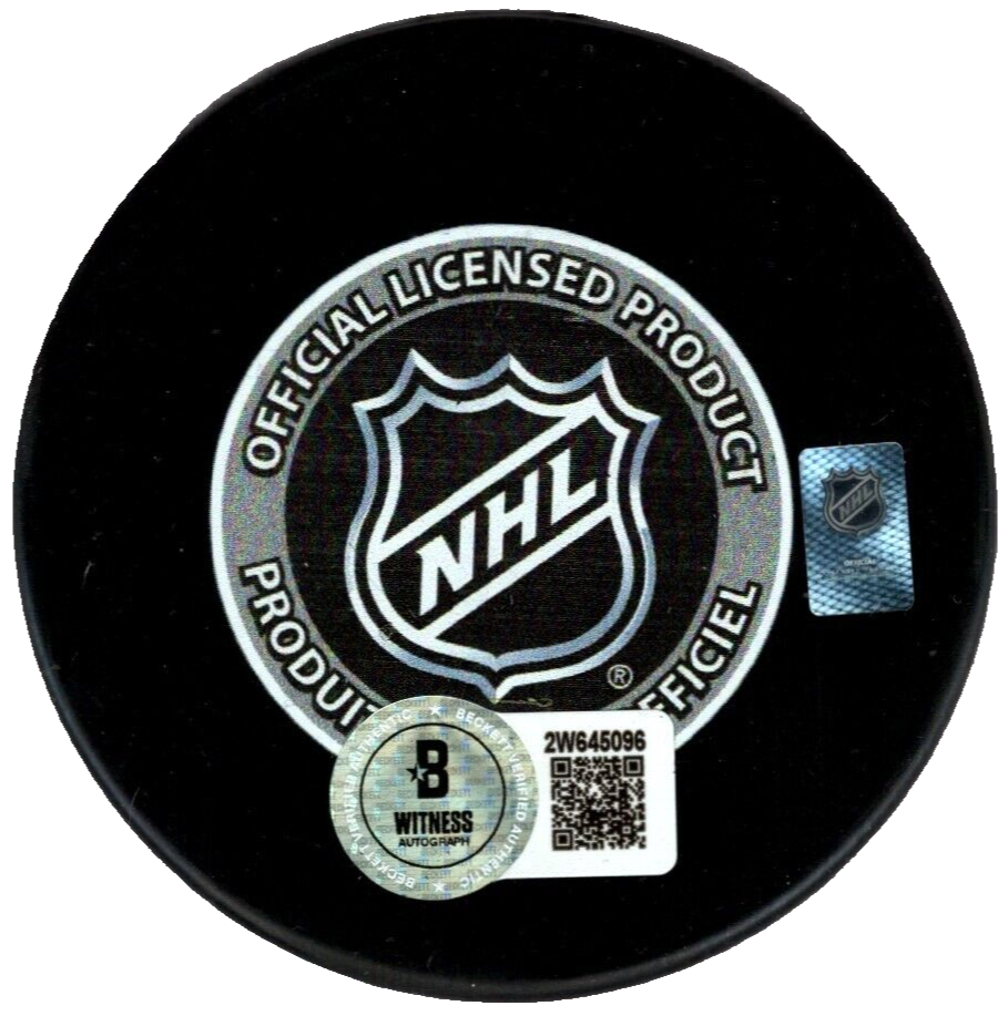 Brett Hull Signed 1999 Stanley Cup Dallas Stars Puck Beckett Witness BAS COA1