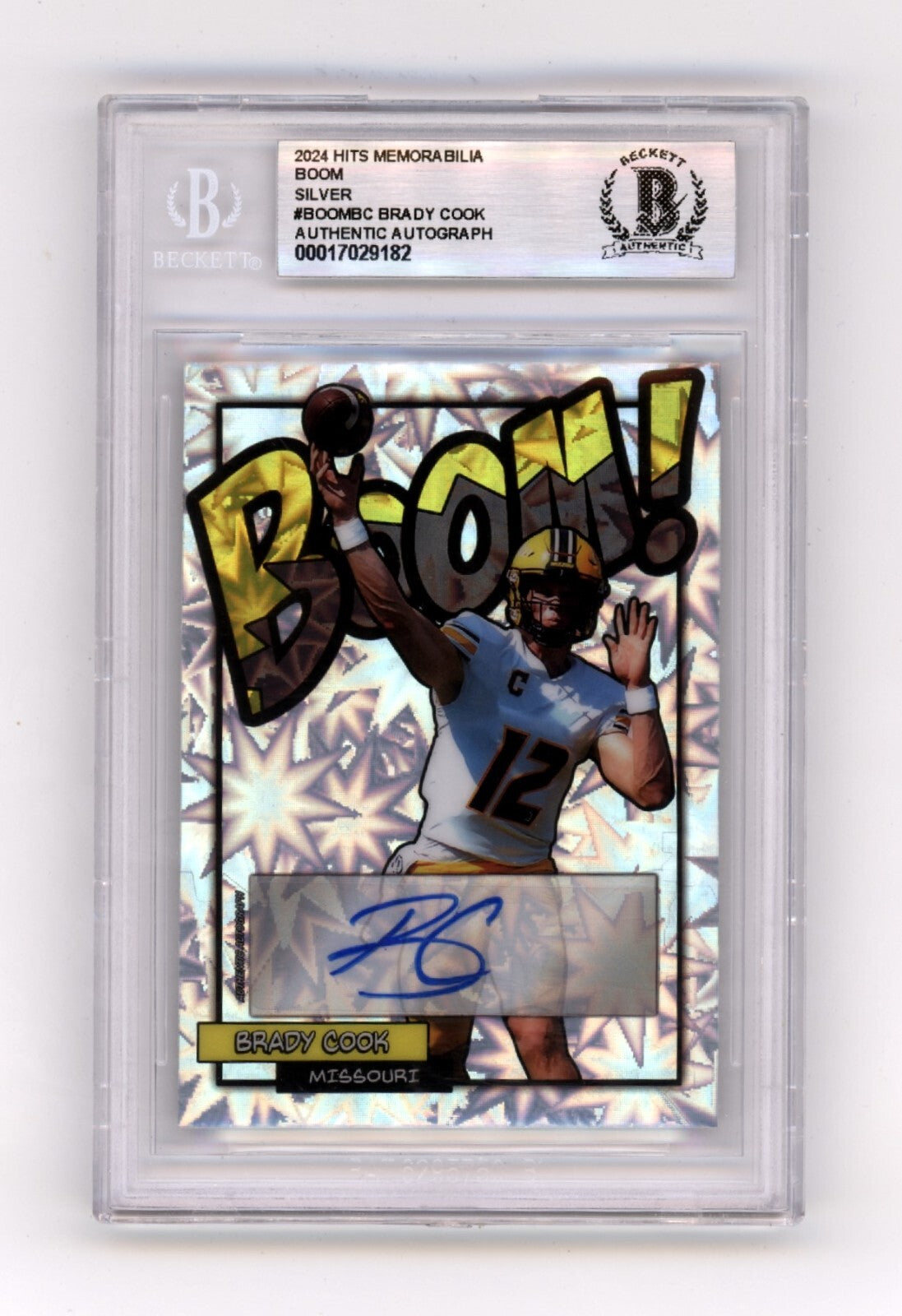 Brady Cook 2024 Hits Memorabilia BOOM Silver Jersey # 12/12 Signed BGS BAS Auto0