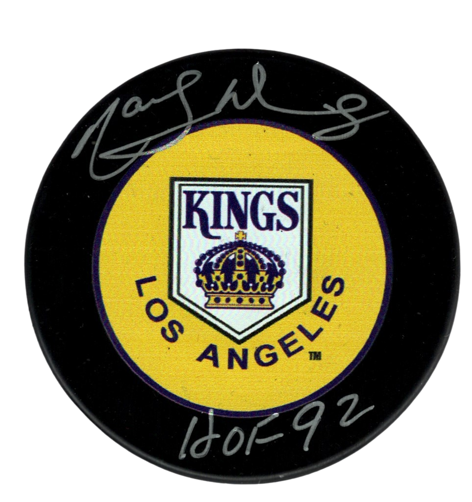 Marcel Dionne Signed Los Angeles Kings Puck w/ HOF 92 Beckett Witness BAS COA0