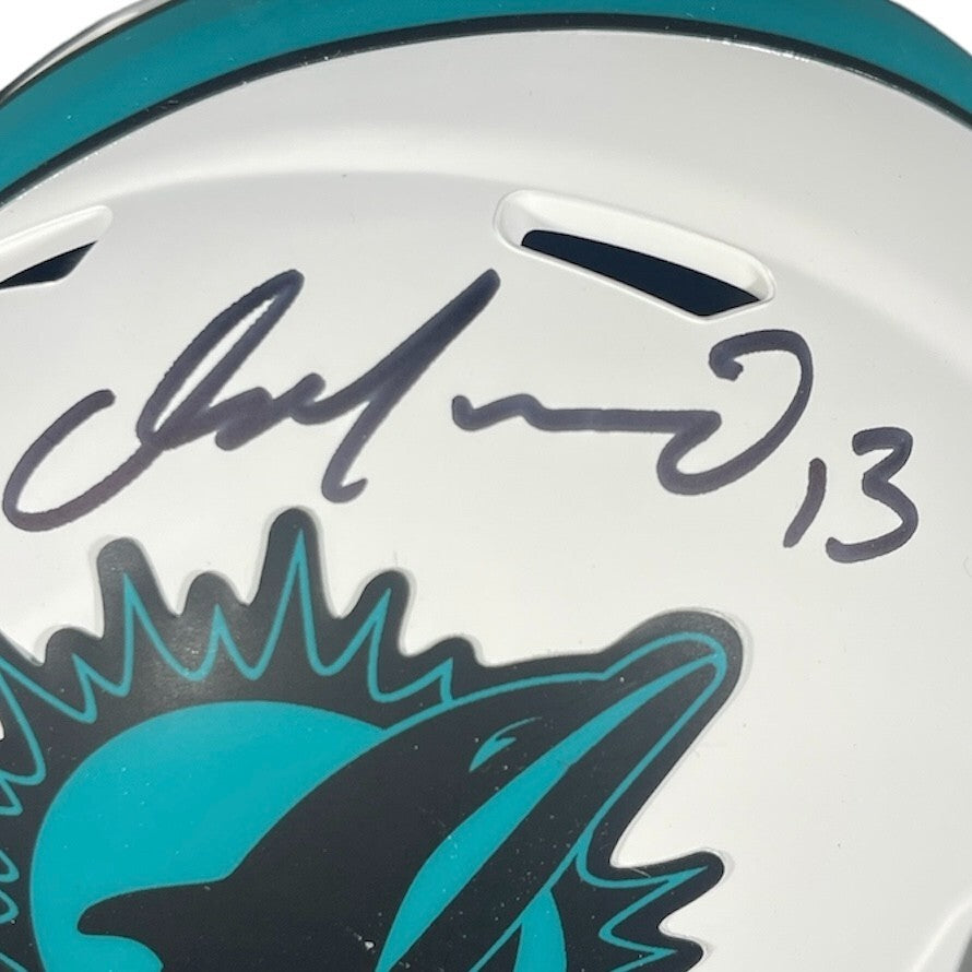 Dan Marino Signed Dolphins Lunar Mini Helmet Beckett Witness BAS COA1