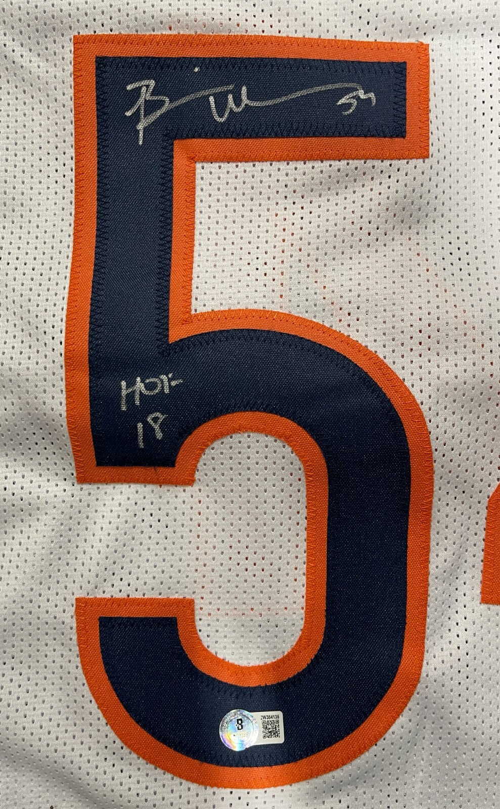 Brian Urlacher Signed Chicago Bears Custom Jersey w/ HOF 18 Beckett Wit BAS COA1