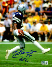 Drew Pearson Signed Dallas Cowboys 8x10 Photo w/ HOF 21 Beckett Witness BAS COA0