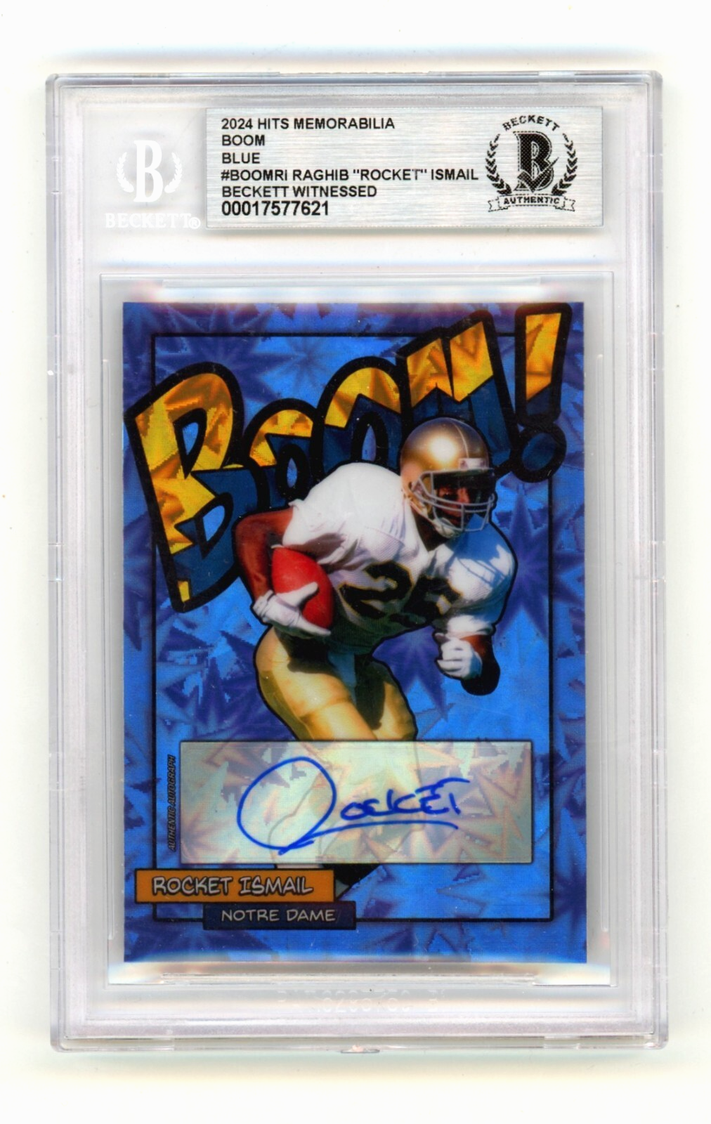 Rocket Ismail 2024 Hits Memorabilia BOOM Blue /5 Signed BGS BAS Auto Notre Dame0