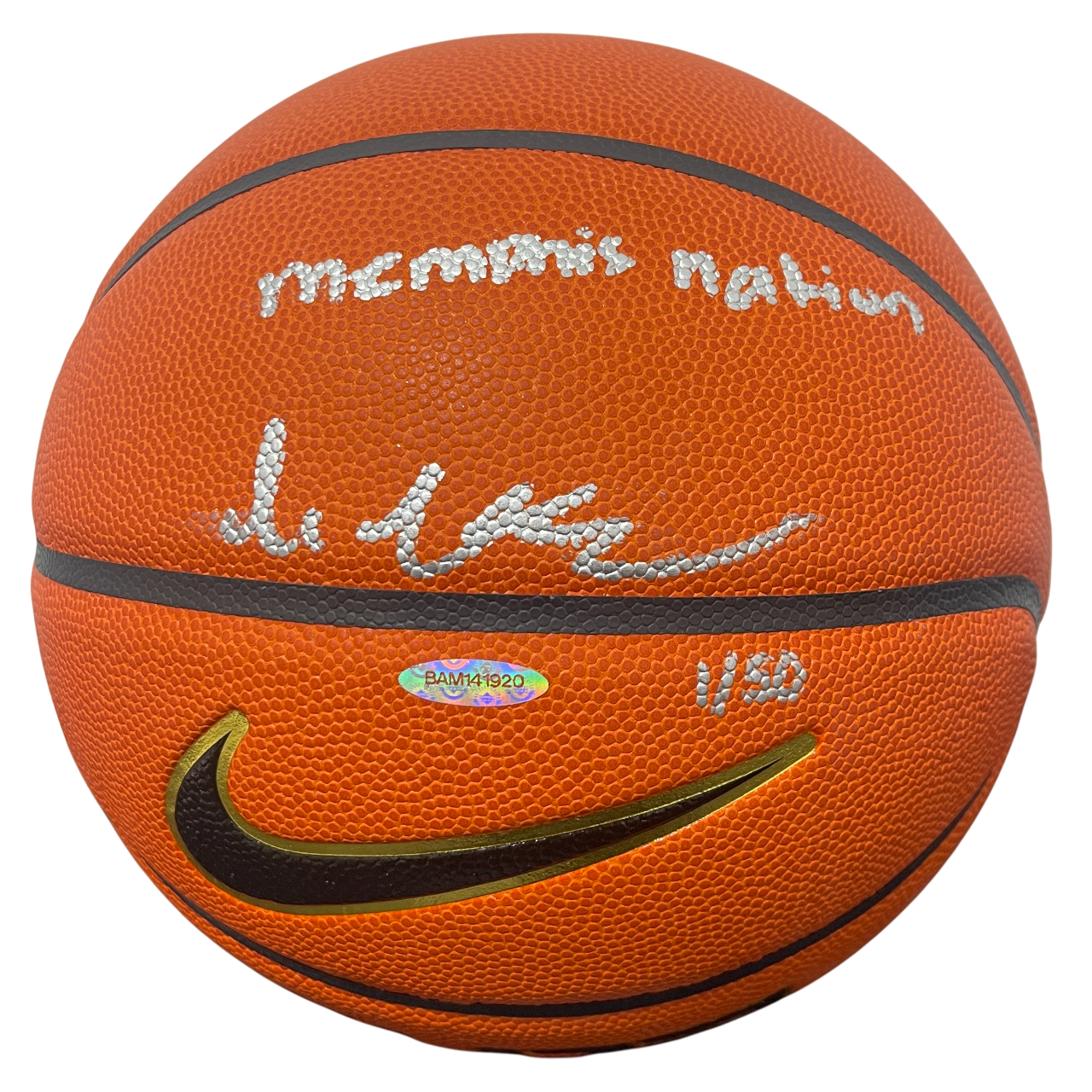 Emoni Bates Signed Nike Elite Basketball 1/50 Memphis Nation Upper Deck UDA COA0