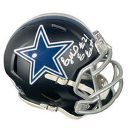 Ezekiel Elliott Signed Cowboys Flat Black Mini Helmet Beckett Wit BAS COA0
