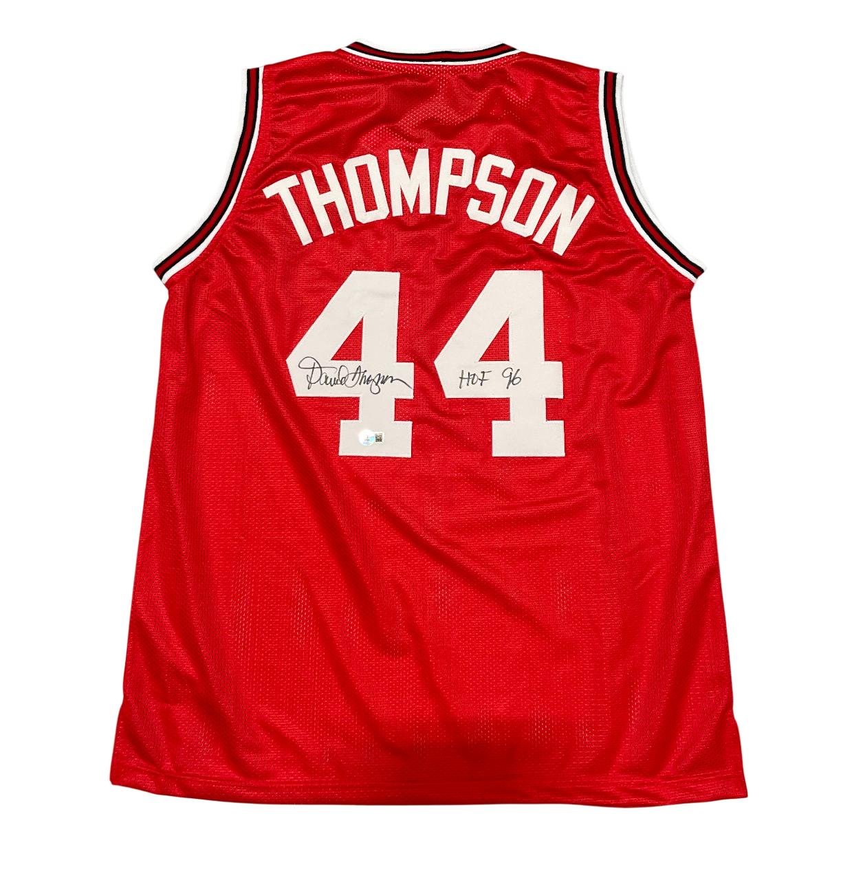 David Thompson Signed Auto NC State Custom Jersey w/ HOF 96 Beckett Wit BAS COA0