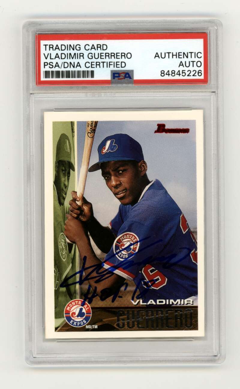 Vladimir Guerrero Sr. 1995 Bowman #90 RC w/ HOF 18 Ins Signed PSA Authentic Auto0