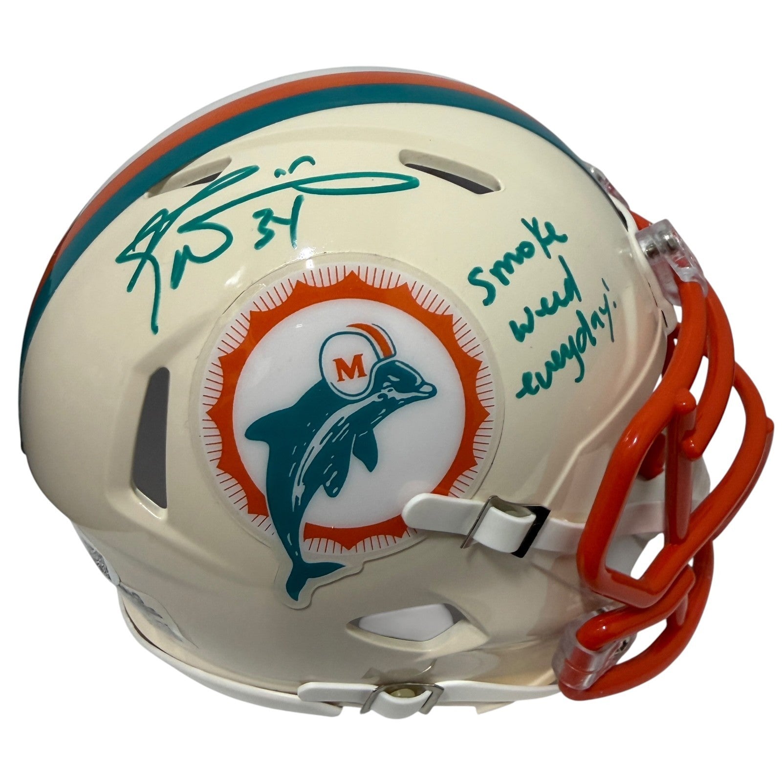 Ricky Williams Signed Dolphins Retro Mini Helmet w Smoke Weed Everyday JSA W COA0
