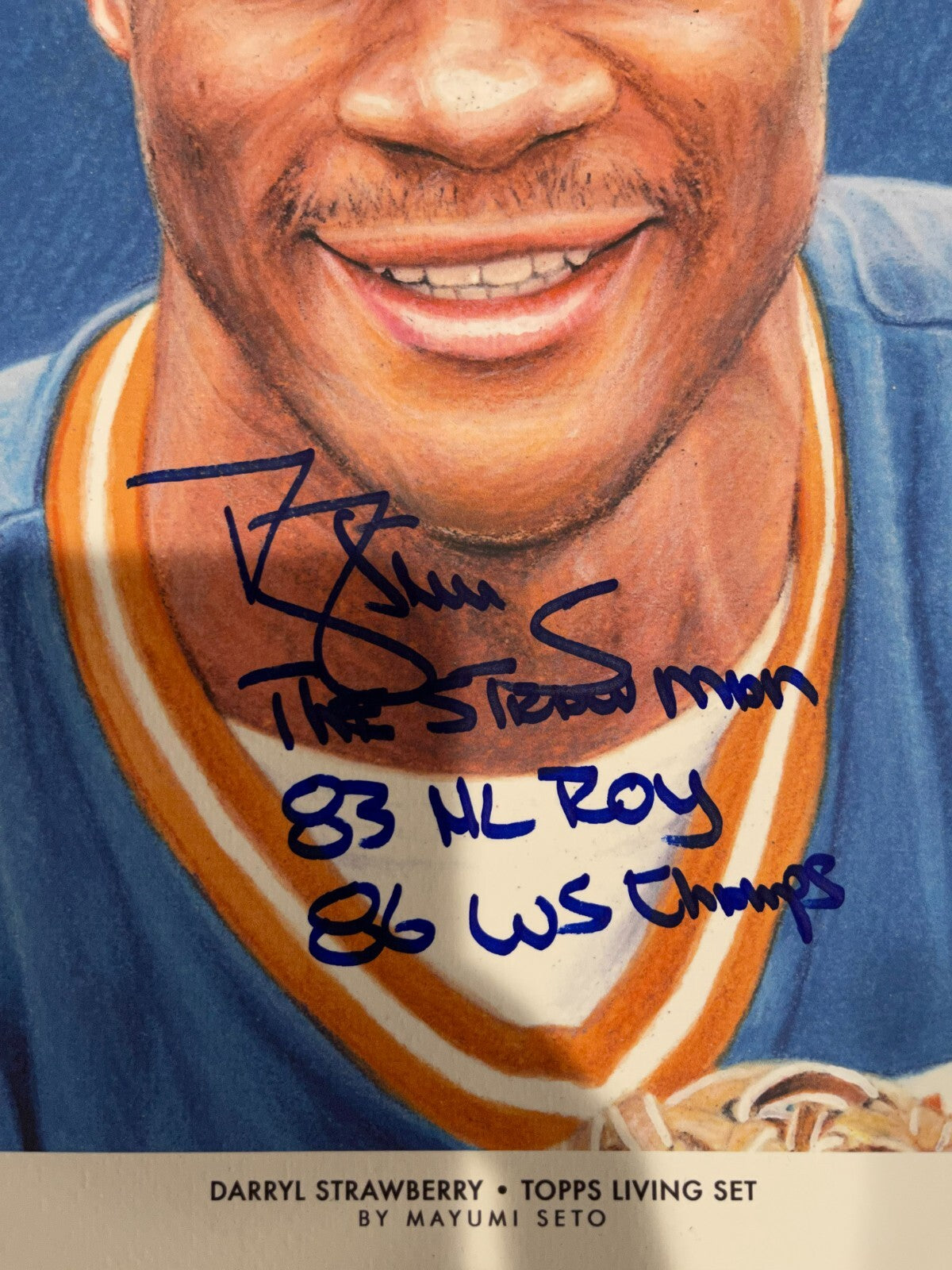 Darryl Strawberry Signed Auto 10x14 Topps Living Art Print /100 3x Insc. JSA COA1