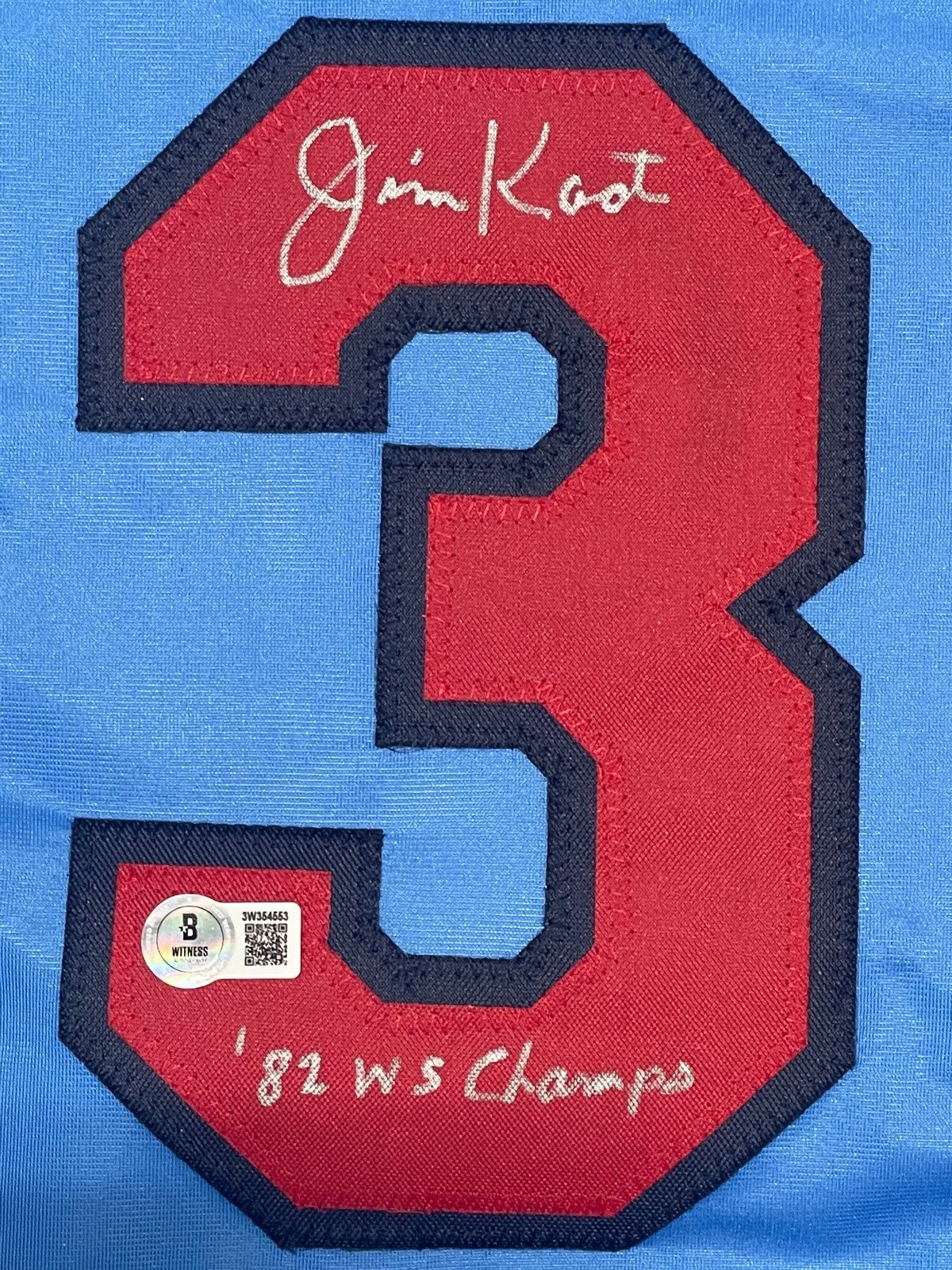 Jim Kaat Signed St Louis Custom Jersey w/ 82 WS Champs Beckett Witness BAS COA1