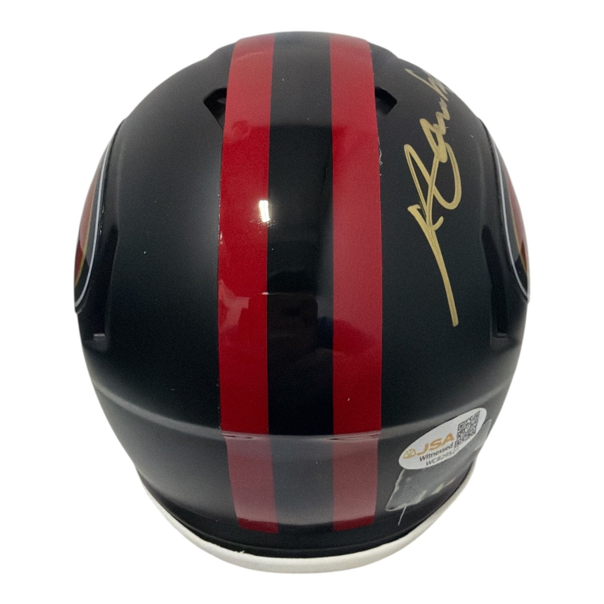 Merton Hanks Signed San Francisco 49ers Rivalries Mini Helmet JSA Witness COA2