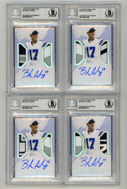 Brandon Aubrey 2023 Hits Memorabilia Silver V RPA Dual Patch Auto RC /17 BGS BAS0