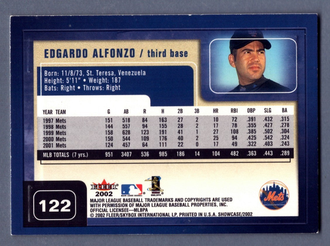 Edgardo Alfonzo Signed Autographed 2002 Fleer Showcase #122 LSCM COA NY Mets1