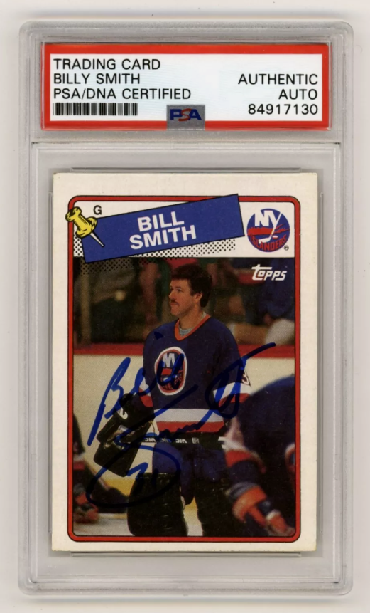 Billy Smith 1988-89 Topps #17 Signed PSA Authentic Auto Blue Islanders HOF0