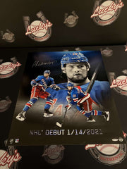 Alexis Lafreniere Signed 20x24 Photo NHL Debut Upper Deck UDA COA NY Rangers0