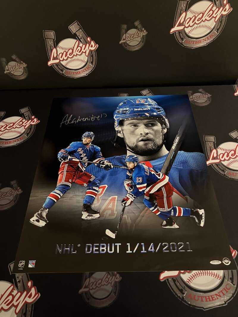 Alexis Lafreniere Signed 20x24 Photo NHL Debut Upper Deck UDA COA NY Rangers0
