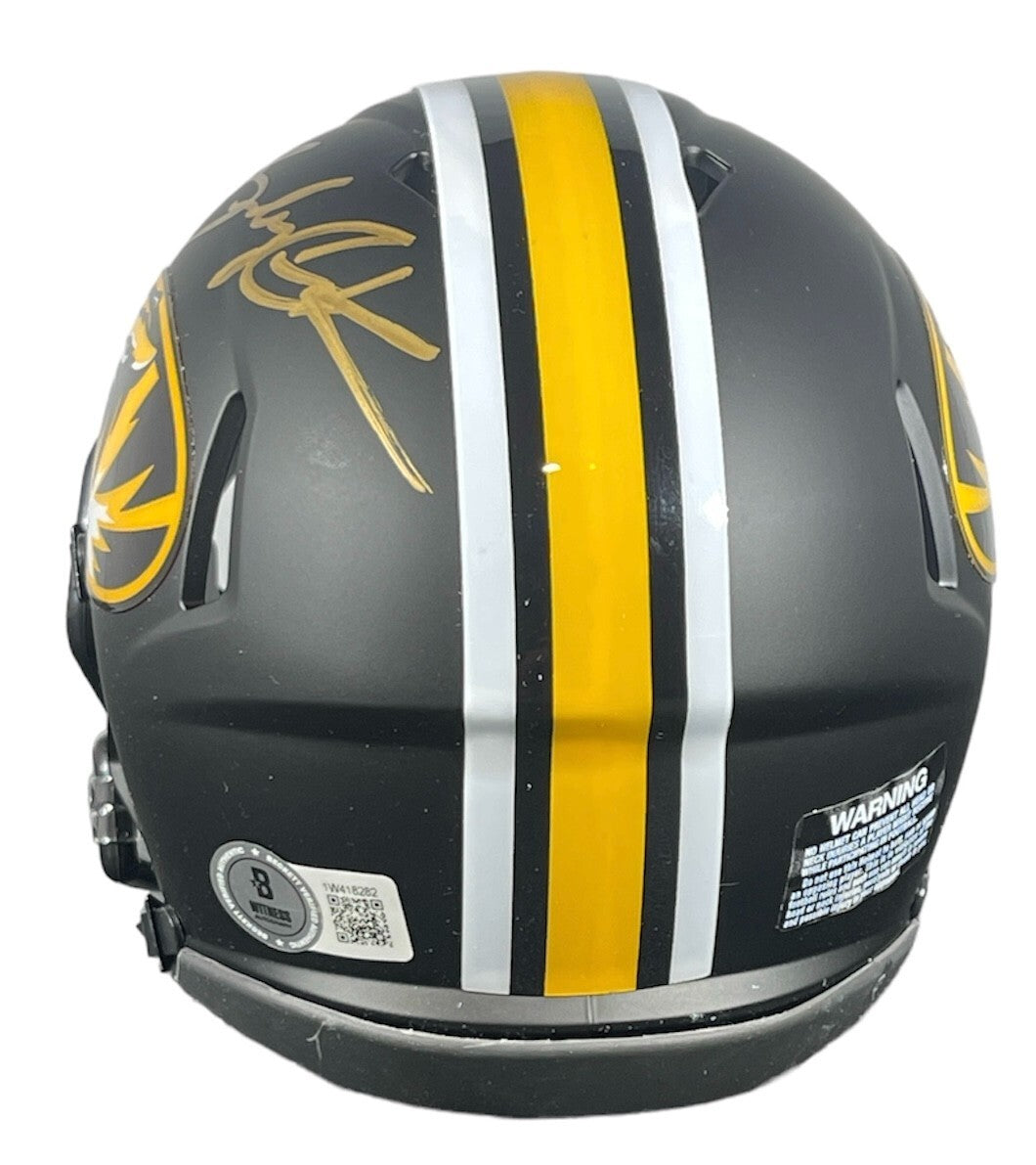 Brady Cook Signed Missouri Tigers Black Mini Helmet w/ Full Name Beckett COA2