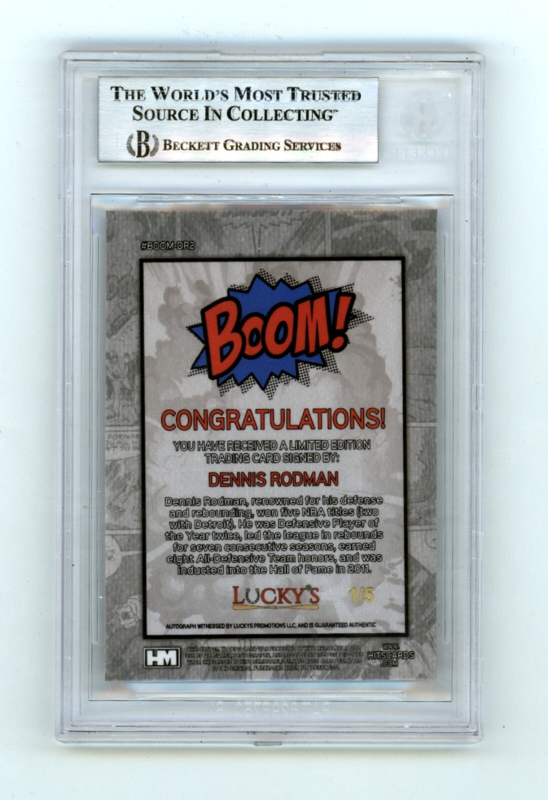 Dennis Rodman 2024 Hits Memorabilia BOOM Blue #/5 Signed BGS BAS Auto Pistons1