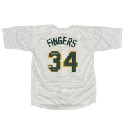 Rollie Fingers Signed Oakland Custom Jersey w/ HOF 92 Beckett Witness BAS COA0