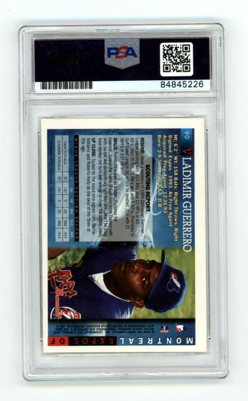 Vladimir Guerrero Sr. 1995 Bowman #90 RC w/ HOF 18 Ins Signed PSA Authentic Auto1
